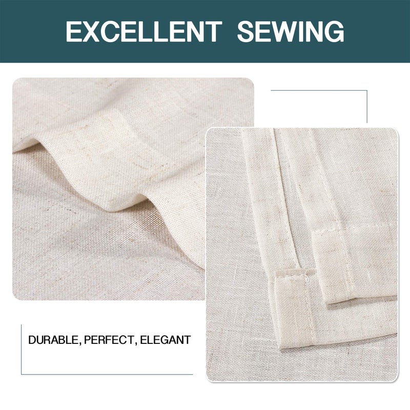 FantasDecor Natural Linen Curtains 84 inch Long Rod Pocket Flax Linen Burlap Semi Sheer with Light Filtering Privacy Window Treatments for Living Room, W52 x L84, Natural - Image 5